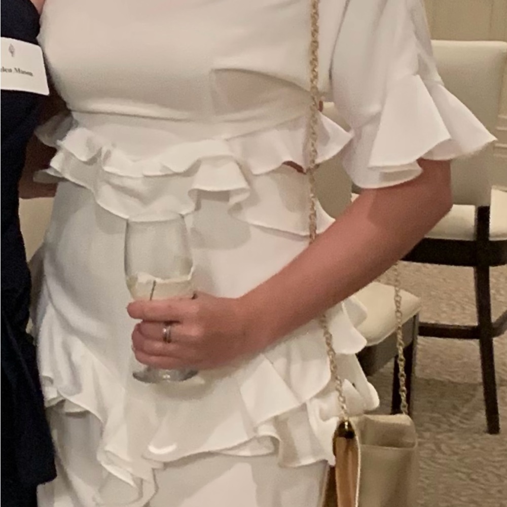 Storia White Ruffle Mini Dress
